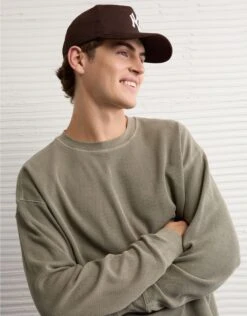 AE Boxy Washed Thermal Shirt Olive