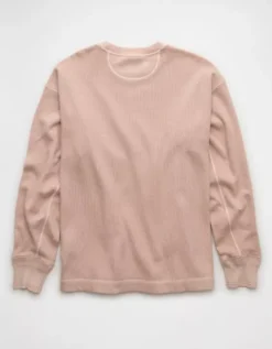 AE Boxy Washed Thermal Shirt Pink -American Eagle Fashion 2171 4769 615 b