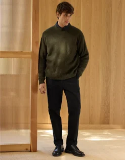 AE77 Premium Alpaca-Blend Sweater Olive