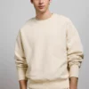 AE77 Premium Fleece Crew Neck Sweatshirt Natural