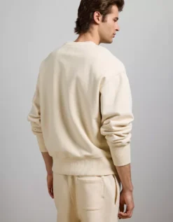 AE77 Premium Fleece Crew Neck Sweatshirt Natural -American Eagle Fashion 2308 2239 109 l2