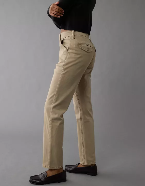 AE Stretch Super High-Waisted Straight Trouser Khaki 5 AE Stretch Super High-Waisted Straight Trouser Khaki - Image 5