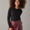 AE High-Waisted Vegan Leather Mini Skort