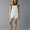 AE Easy Baggy Denim Short Overall White