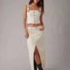 AE Cropped Denim Tank Top Cream