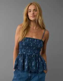 AE Floral Tiered Tube Top Navy -American Eagle Fashion 2351 6036 410 os