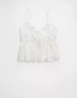 AE Tie Front Embroidered Tank Top White -American Eagle Fashion 2351 6129 100 b