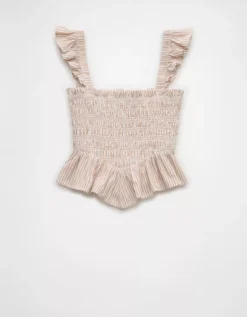 AE Bella Smocked Crop Top Brown -American Eagle Fashion 2351 6148 200 b