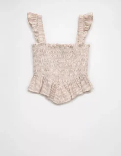 AE Bella Smocked Crop Top Brown -American Eagle Fashion 2351 6148 200 f