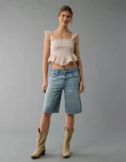 AE Bella Smocked Crop Top Brown -American Eagle Fashion 2351 6148 200 os