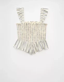 AE Bella Smocked Crop Top Navy -American Eagle Fashion 2351 6148 410 b