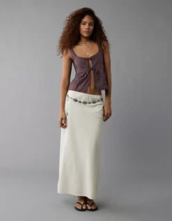 AE Tie Front Scoop Neck Flyaway Tank Top Brown -American Eagle Fashion 2351 6160 200 os