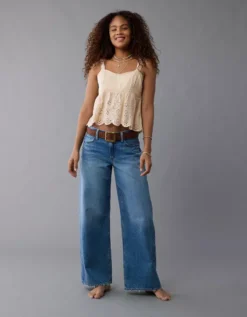 AE Eyelet Cami Cream -American Eagle Fashion 2351 6162 106 os