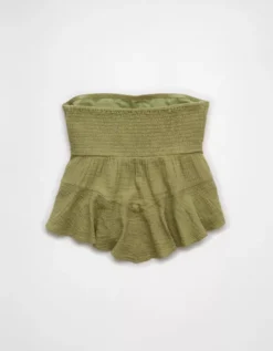 AE Embroidered Babydoll Tube Top Olive -American Eagle Fashion 2351 6167 309 b