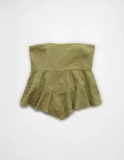 AE Embroidered Babydoll Tube Top Olive -American Eagle Fashion 2351 6167 309 f