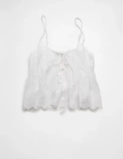 AE Pintuck Tie Front Cami White -American Eagle Fashion 2351 6275 100 f
