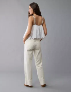 AE Pintuck Tie Front Cami White -American Eagle Fashion 2351 6275 100 ob