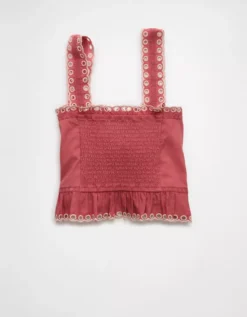 AE Eyelet Crop Top Pink -American Eagle Fashion 2351 6294 615 b