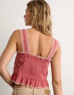 AE Eyelet Crop Top Pink -American Eagle Fashion 2351 6294 615 ob