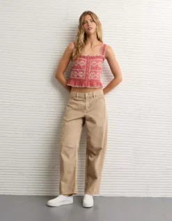 AE Eyelet Crop Top Pink -American Eagle Fashion 2351 6294 615 os