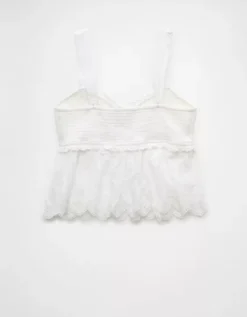 AE Smocked Babydoll Shirt White -American Eagle Fashion 2351 6298 100 b