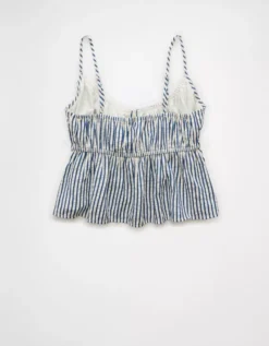 AE Tie Front Seersucker Cami Blue -American Eagle Fashion 2351 6302 400 b
