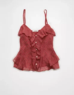 AE Ruffle Cami Burgundy -American Eagle Fashion 2351 6317 613 f