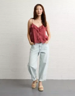 AE Ruffle Cami Burgundy -American Eagle Fashion 2351 6317 613 os