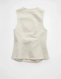 AE Crew Neck Button-Up Vest Bone Khaki -American Eagle Fashion 2351 6400 210 b