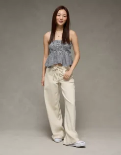 AE Handkerchief Hem Smocked Babydoll Tube Top Black -American Eagle Fashion 2351 6416 001 os