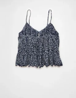 AE Pintuck Tie Front Cami Navy -American Eagle Fashion 2351 6448 410 b