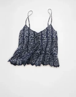 AE Pintuck Tie Front Cami Navy -American Eagle Fashion 2351 6448 410 f