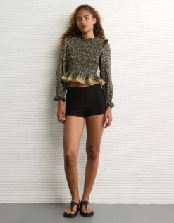 AE Long Sleeve Smocked Babydoll Blouse Multi -American Eagle Fashion 2351 6556 900 os