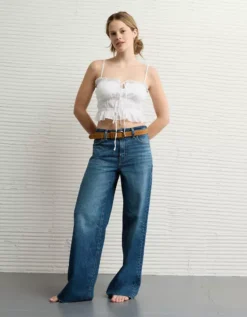 AE Tiered Ruched Tank Top White -American Eagle Fashion 2351 6585 100 os