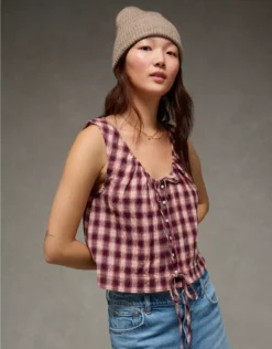 AE Scoop Neck Tank Top Burgundy