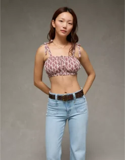 AE Bubble Bra Cropped Tank Burgundy