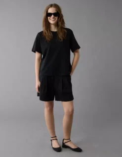 AE Everyday Luxe Relaxed T-Shirt Black -American Eagle Fashion 2370 1001 001 os