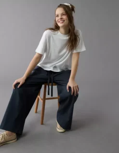 AE Everyday Luxe Relaxed T-Shirt White -American Eagle Fashion 2370 1001 100 d2