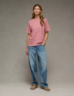 AE Everyday Luxe Relaxed T-Shirt Blush -American Eagle Fashion 2370 1001 107 os
