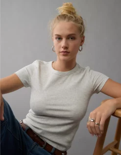 AE Hey Baby Tee Light Heather Gray