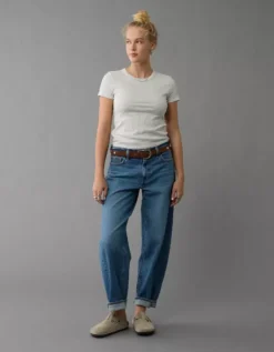 AE Hey Baby Tee Light Heather Gray -American Eagle Fashion 2370 1051 092 os