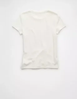 AE Waffle Baby Tee White -American Eagle Fashion 2370 1117 100 b