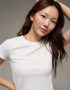 AE Waffle Baby Tee White