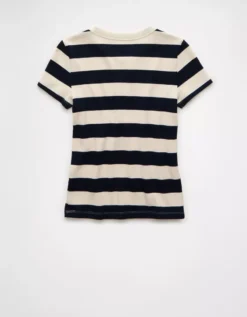 AE Waffle Hey Baby Tee Rich Navy -American Eagle Fashion 2370 1192 405 b