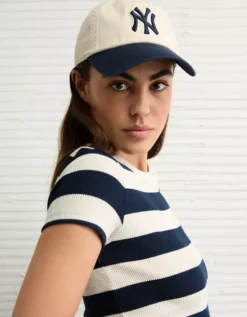 AE Waffle Hey Baby Tee Rich Navy -American Eagle Fashion 2370 1192 405 d2