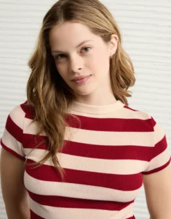 AE Waffle Hey Baby Tee Campus Red -American Eagle Fashion 2370 1192 559 d2