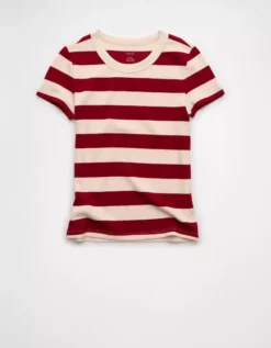 AE Waffle Hey Baby Tee Campus Red -American Eagle Fashion 2370 1192 559 f