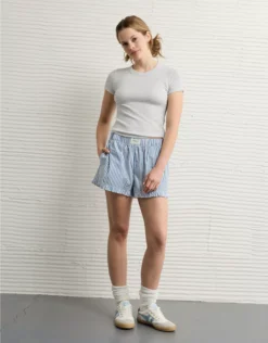 AE Waffle Hey Baby Tee Light Heather Gray