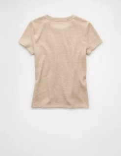 AE Waffle Hey Baby Tee Oatmeal Heather -American Eagle Fashion 2370 1193 864 b