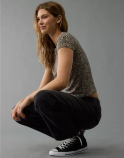 AE Hey Baby Tee Medium Brown